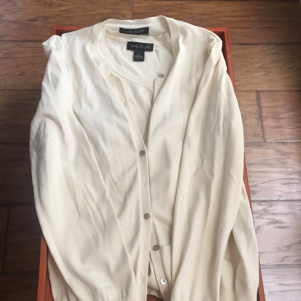 Silk blend cardigan set